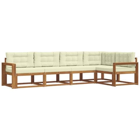 Set di divani da esterno con cuscino 5 pcs Naturale e Crema - Foto 1