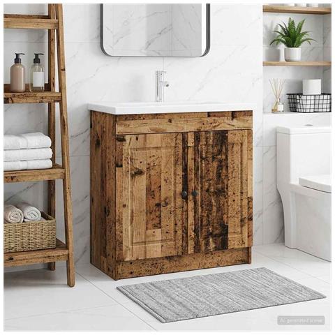 Mobiletto da bagno sotto il lavello Legno antico - Foto 2