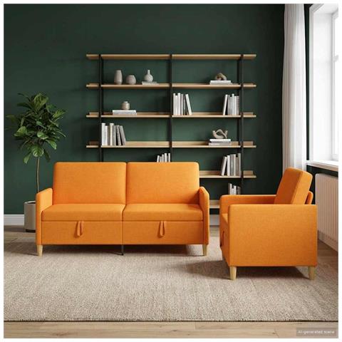 Set di Divani con Storage 2 pcs Giallo Scuro Poliestere - Foto 2