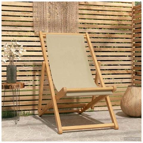 Sedia da spiaggia Beige Legno di teak solido - Foto 2