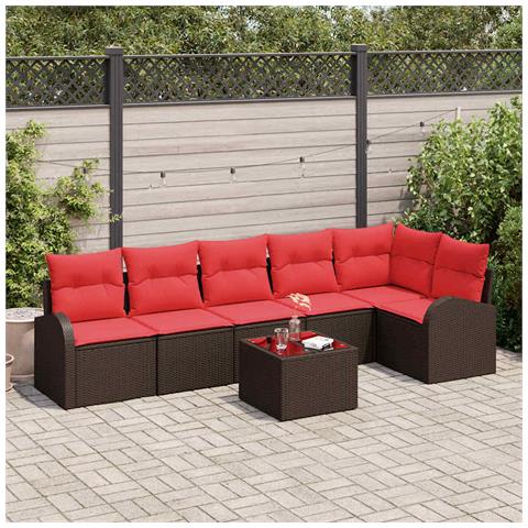Set Divano da Giardino 7 pcs Marrone polyrattan - Foto 2