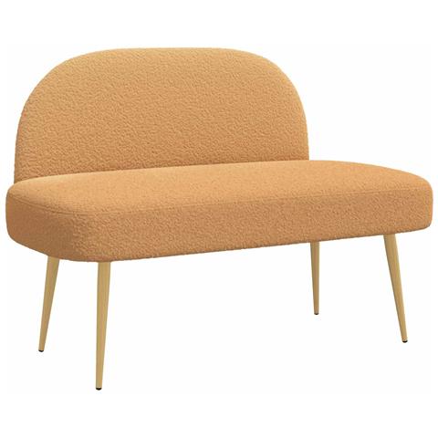 Panchina imbottita con schienale Beige 110 x 60 x 76 cm Bouclé - Foto 1