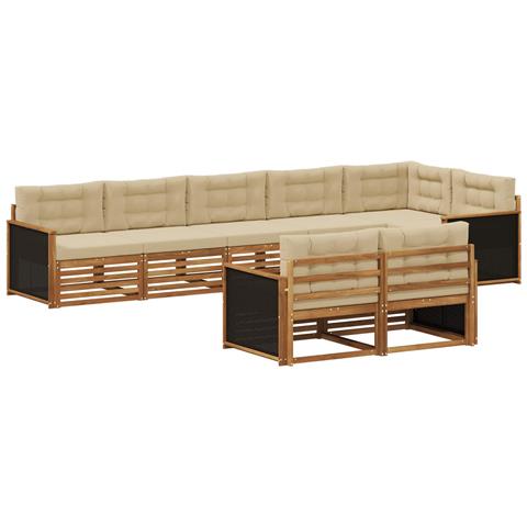 Set di divani da esterno con cuscino 8 pcs Naturale e Beige - Foto 1