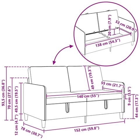 Divano con Storage Blu Polizia 152 x 78 x 87 cm Poliestere - Foto 7