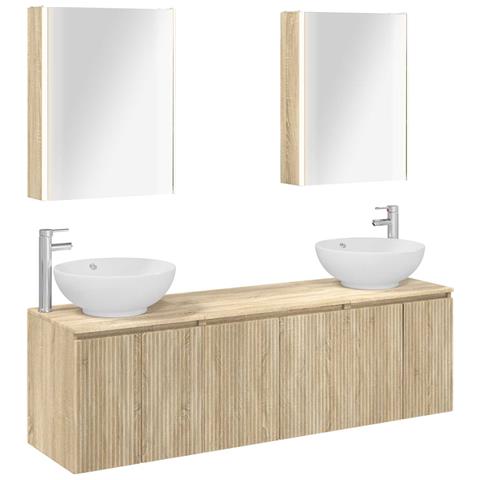Set di Armadi da Bagno 5 pcs Rovere Sonoma Legno ingegnerizzato - Foto 1
