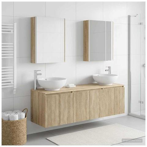 Set di Armadi da Bagno 5 pcs Rovere Sonoma Legno ingegnerizzato - Foto 2