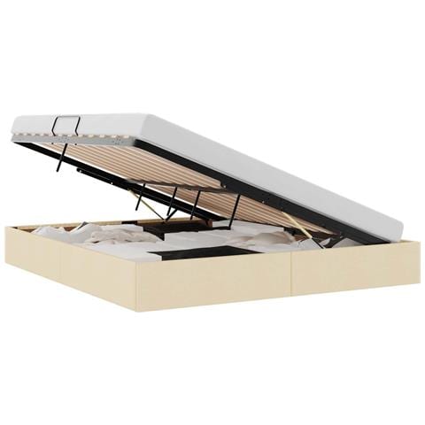 Letto ottomano con archiviazione Crema 180 x 200 cm Tessuto - Foto 1
