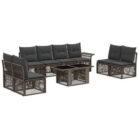 Set Divano da Giardino 9 pz Grigio e Grigio Scuro polyrattan - Foto 1