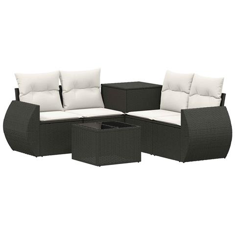 Set di divani 6 pz Nero e Bianco Crema - Foto 1
