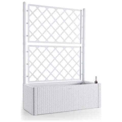 Fioriera Rettangolare In Resina Con Spalliera Per Rampicanti Cm 100x43x142h Colore Bianco Bc01 - 75760 - Foto 6
