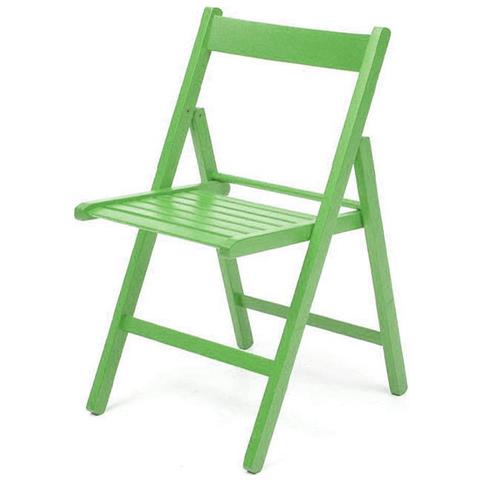 Sedia Pieghevole In Faggio Di Alta Qualita Colore Verde 43x48xh. 79 Cm - Foto 1