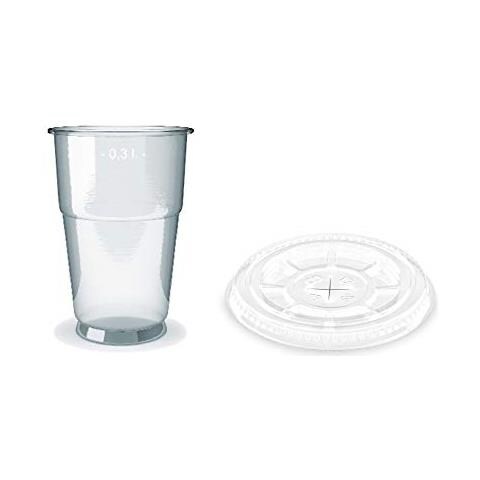 Eventpac 100 Bicchieri Di Plastica Coperchio 300 Ml Smoothie Tazza Coperchio Con Croce Trasparente Infrangibile Per Bevande Desserts Smoothies Frozen Drinks Eprice