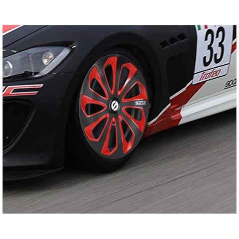 Sp 1575bkrdc Set Copricerchi Sicilia 15-inch Nero / rosso / carbonio - Foto 2