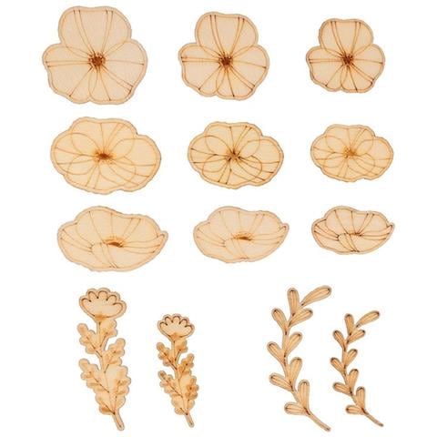 26 Mini Decorazioni In Legno Papaveri - Foto 1