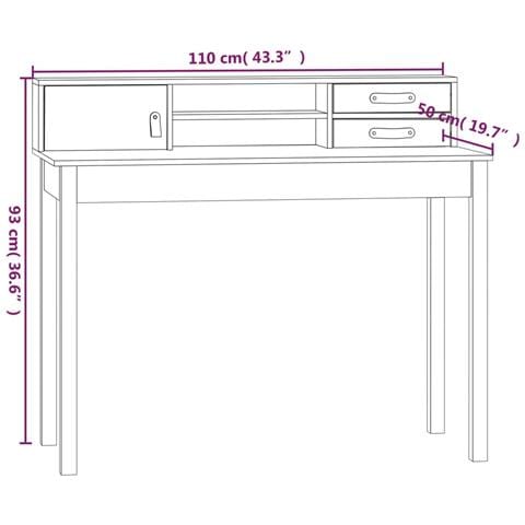 Scrivania 110x50x93 cm in Legno Massello di Pino - Foto 9