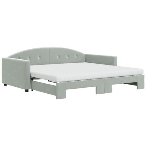 Divano Letto Estraibile Materassi Grigio Chiaro 100x200 Velluto - Foto 1