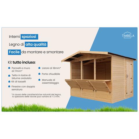 M150a Casetta Da Giardino In Legno, Bancarella Del Mercato In Legno, Stand Di Vendita Di Doghe Di Nave Di Qualità In Pino E Abete - Foto 8