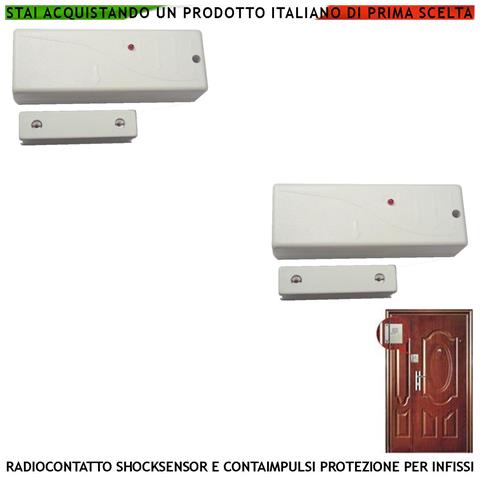 Rilevatore Magnetico Wireless Fr. 433,92 Mhz Sismico Regolabile 2 Pezzi Con Ingresso Sensori Antifurto Remoti Nc Conta - Foto 1