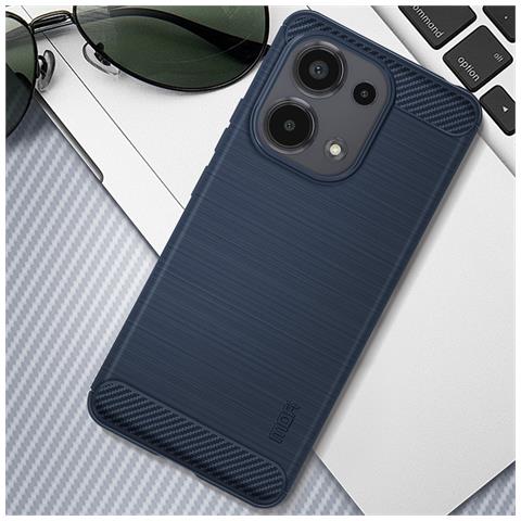 Cover Silicone Per Xiaomi Redmi Note 13 4g Effetto Metallo Spazzolato, Blu - Foto 2