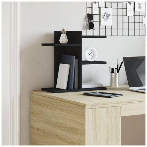 Organizer Da Scrivania Nero 42x21,5x42 Cm In Legno Multistrato - Foto 2
