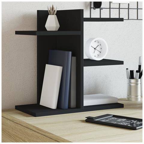 Organizer Da Scrivania Nero 42x21,5x42 Cm In Legno Multistrato - Foto 8