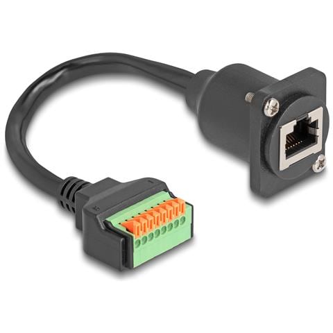 Cavo Tipo-D da RJ45 femmina per morsettiera con pulsante Cat. 5e nero da 30 cm - Foto 3