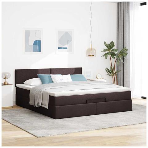 Struttura Letto Pouf Con Materasso 160x200 Cm In Tessuto - Foto 3
