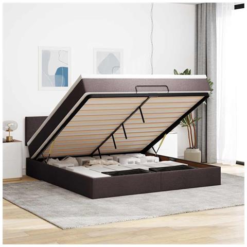 Struttura Letto Pouf Con Materasso 160x200 Cm In Tessuto - Foto 1