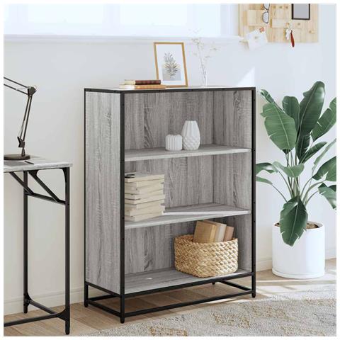 Libreria Grigio Sonoma 80,5x35x107,5 Cm In Legno Multistrato - Foto 3
