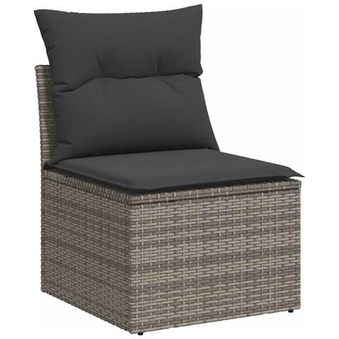 Set Divani Da Giardino 7 Pz Con Cuscini Grigio In Polyrattan - Foto 3