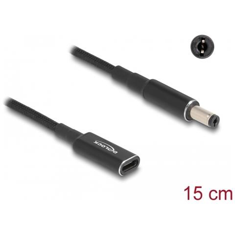 Cavo adattatore per portatile Cavo di ricarica USB Type-C femmina per 5,5 x 2,1 mm maschio 15 cm - Foto 3
