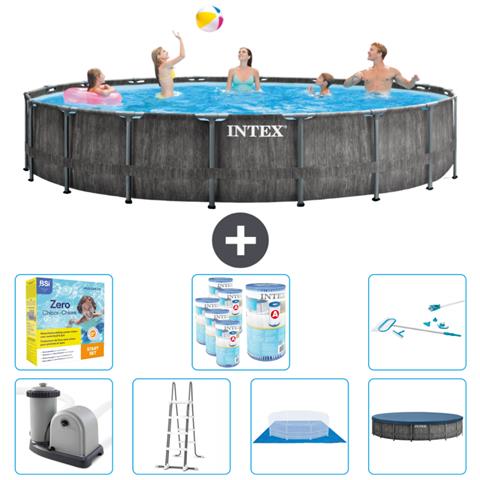 Piscina Fuori Terra - In Giro - 549x549x122 Cm - Grigio - Include Accessori Coordinati Cb52 - Foto 1
