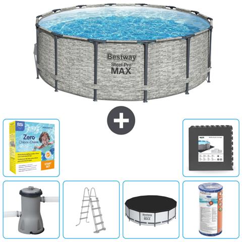 Piscina Fuori Terra - In Giro - 427x122 Cm - Grigio - Include Accessori Coordinati Cb35 - Foto 1