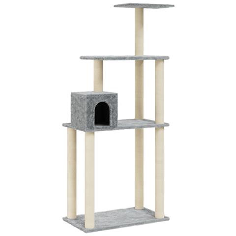 Albero Per Gatti Con Tiragraffi In Sisal Grigio Chiaro 147 Cm - Foto 1