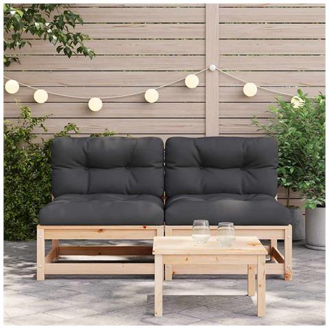 Lusso Casadino - Divani Giardino Senza Braccioli Con Cuscini 2 Pz Massello Pino - Foto 2