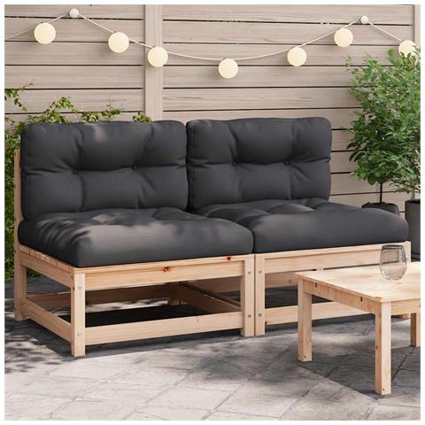 Lusso Casadino - Divani Giardino Senza Braccioli Con Cuscini 2 Pz Massello Pino - Foto 8