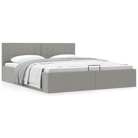 Giroletto Con Contenitore Grigio Chiaro In Tessuto 180x200 Cm - Foto 8