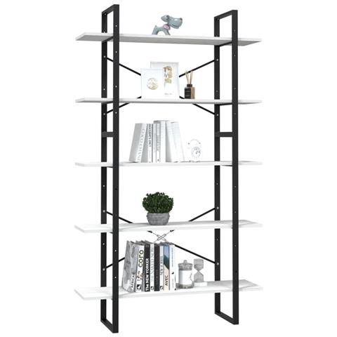 Lusso Casadino - Libreria A 5 Ripiani Bianca 100x30x175 Cm In Legno Di Pino - Foto 2