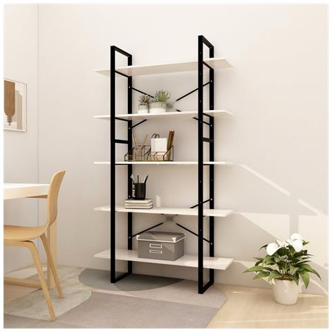 Lusso Casadino - Libreria A 5 Ripiani Bianca 100x30x175 Cm In Legno Di Pino - Foto 6