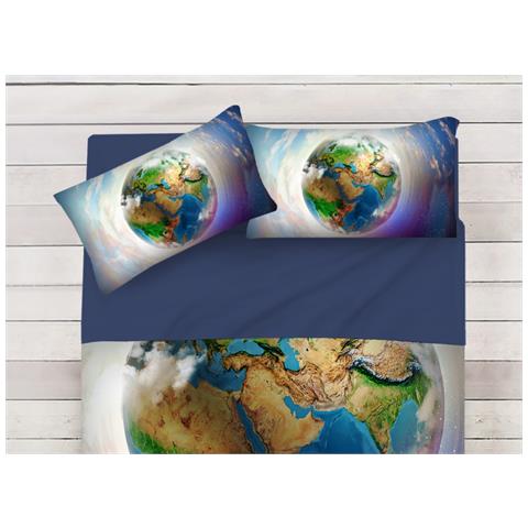 Lenzuola Copriletto Letto Sogni D''oro 100% Cotone Disegno Mondo D82 Matrimoniale Mondo D82 - Foto 2