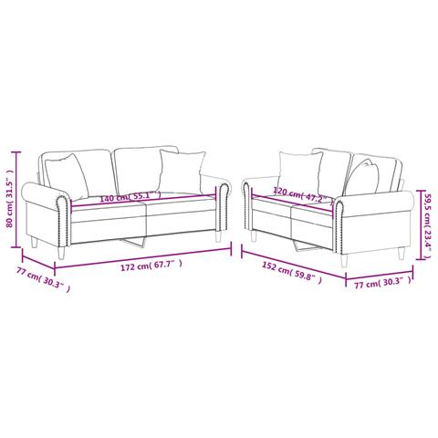 Set di Divani 2 pz con Cuscini Grigio in Similpelle - Foto 8