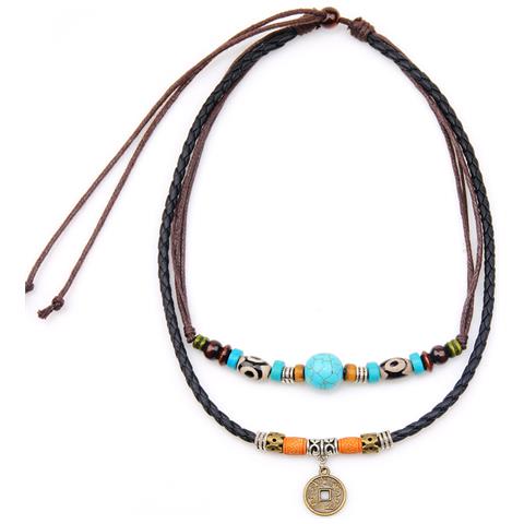 Collana Con Pendente A Moneta Bohemien - Foto 1