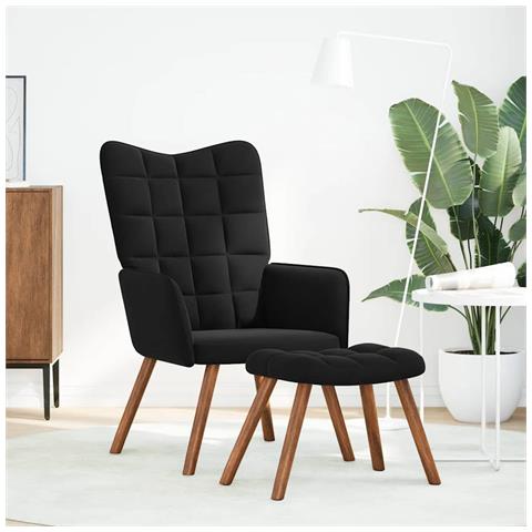 Poltrona Relax con Poggiapiedi Nera in Velluto - Foto 2