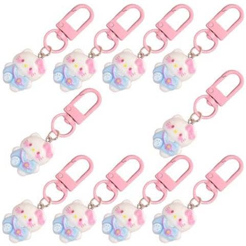 Set Di 10 Portachiavi Gatto Con Fiocco: Accessorio Kawaii Per Chiavi E Borse - Foto 1