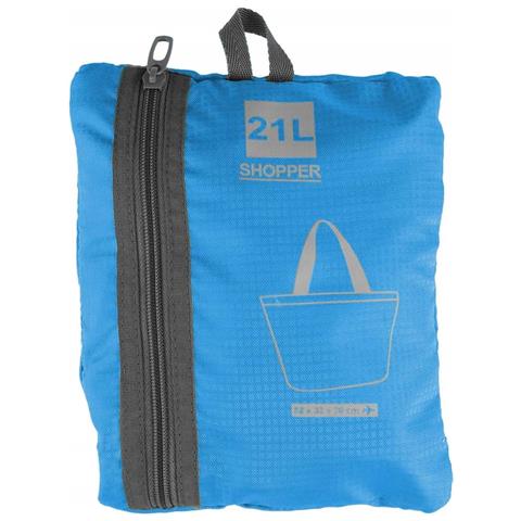 Borsa Della Spesa Pieghevole, Capacità 21l, Chiusura Con Cerniera, Compatta, Blu - Foto 2