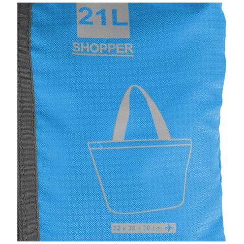 Borsa Della Spesa Pieghevole, Capacità 21l, Chiusura Con Cerniera, Compatta, Blu - Foto 5