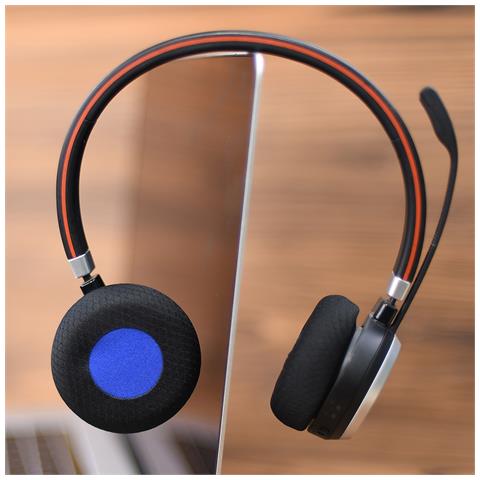 Cuscinetti Auricolari In Rete Da Calcio, Confezione Da 2, Compatibili Con Jabra Evolve E Plantronics Voyager Series Blue+black - Foto 4