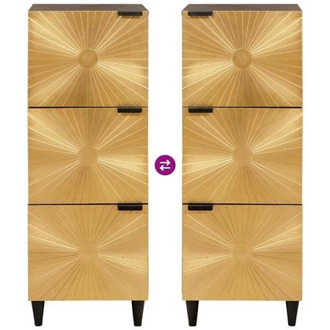 Mobile laterale con archiviazione Nero e Oro 40 x 33.5 x 110 cm - Foto 9