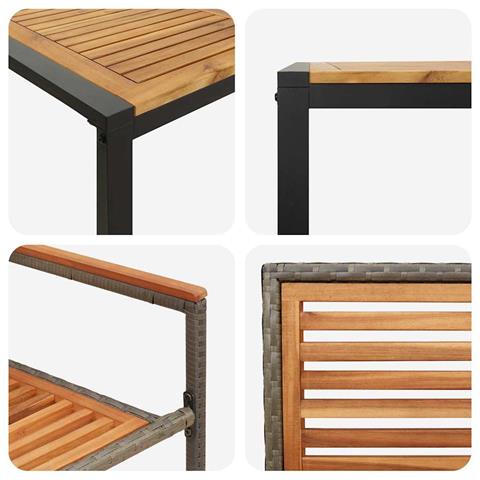 Set da Pranzo per Giardino 5 pcs Grigio e Legno - Foto 9