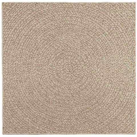 Tappeto ZIZUR Beige 120x120 cm Aspetto Iuta Interni ed Esterni - Foto 2
